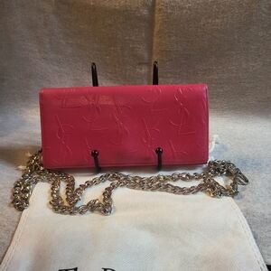 Pink Smooth Leather YSL Long Wallet